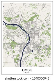 vector map of the city of Omsk, Russia