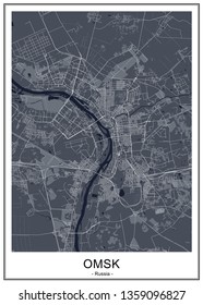 vector map of the city of Omsk, Russia