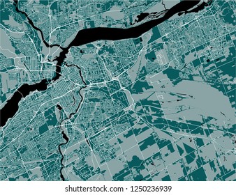 Vector map of the city of Ottawa, Ontario, Canada
