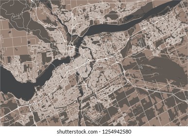 Vector map of the city of Ottawa, Ontario, Canada