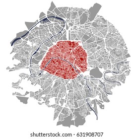 vector map of the city of Paris, France