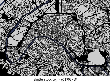 vector map of the city of Paris, France