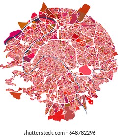 vector map of the city of Paris, France