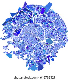 vector map of the city of Paris, France