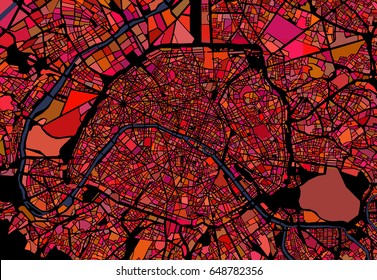 vector map of the city of Paris, France