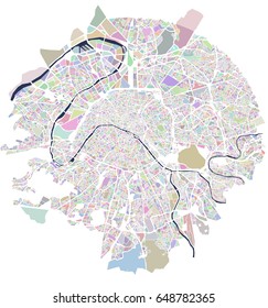 vector map of the city of Paris, France