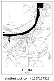 vector map of the city of Perm, Russia