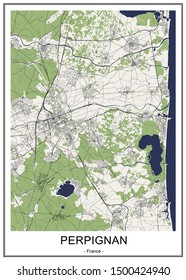 vector map of the city of Perpignan, France