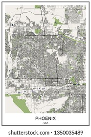 vector map of the city of Phoenix, Arizona, USA