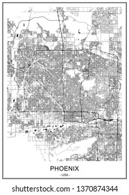 vector map of the city of Phoenix, Arizona, USA