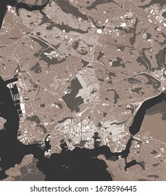 vector map of the city of Plymouth, Devon, South West England, England, UK