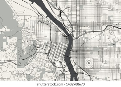 vector map of the city of Portland, Oregon, USA