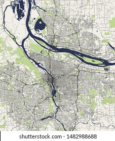 mapa vectorial de la ciudad de Portland, Oregón, EE.UU.