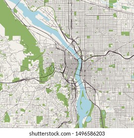 vector map of the city of Portland, Oregon, USA