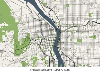 vector map of the city of Portland, Oregon, USA