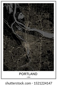 vector map of the city of Portland, Oregon, USA