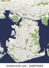 vector map of the city of Portsmouth, Hampshire, South East England, England, UK