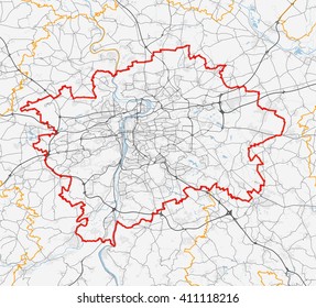 Vector map of the city of Prague. Roads