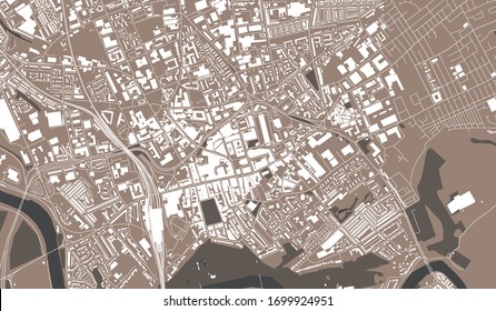 vector map of the city of Preston, Lancashire, North West England, England, UK
