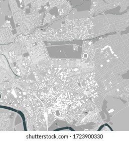 vector map of the city of Preston, Lancashire, North West England, England, UK