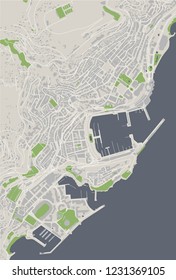 vector map of the city of Principality of Monaco, French Riviera