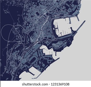 vector map of the city of Principality of Monaco, French Riviera