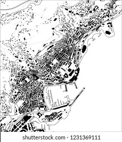 vector map of the city of Principality of Monaco, French Riviera