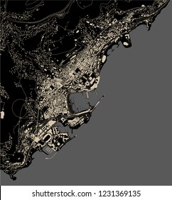 vector map of the city of Principality of Monaco, French Riviera