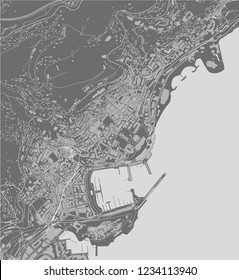 vector map of the city of Principality of Monaco, French Riviera