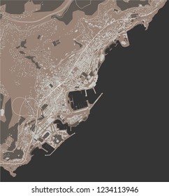 vector map of the city of Principality of Monaco, French Riviera