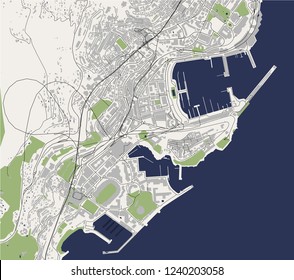 vector map of the city of Principality of Monaco, French Riviera