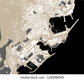 vector map of the city of Principality of Monaco, French Riviera