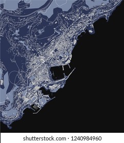 vector map of the city of Principality of Monaco, French Riviera