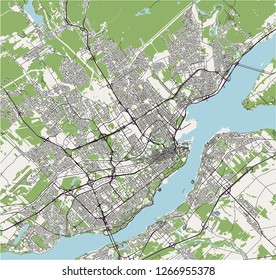 Vector map of the city of Quebec, Canada