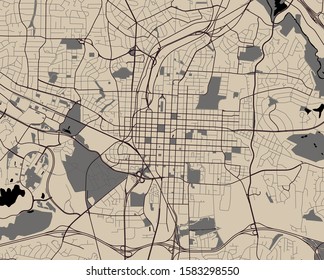 vector map of the city of Raleigh, North Carolina, United States America