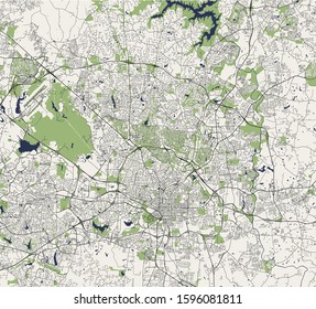 vector map of the city of Raleigh, North Carolina, United States America