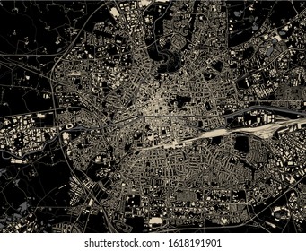 vector map of the city of Rennes, Ille-et-Vilaine, Brittany, France