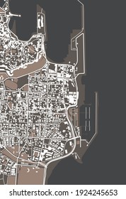 mapa vector de la ciudad de Rodas, Grecia