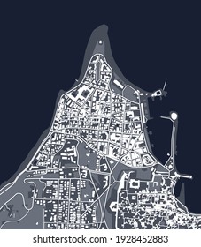 vector map of the city of Rhodes, Greece