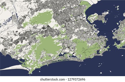 vector map of the city of Rio de Janeiro, Southeast, Brazil