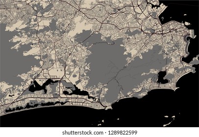 vector map of the city of Rio de Janeiro, Southeast, Brazil