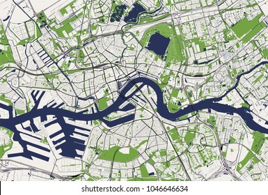 vector map of the city of Rotterdam, in South Holland, Netherlands