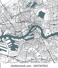 vector map of the city of Rotterdam, in South Holland, Netherlands