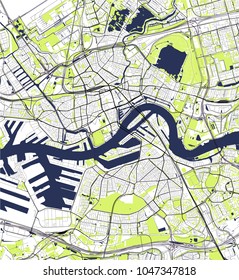 vector map of the city of Rotterdam, in South Holland, Netherlands