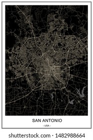 vector map of the city of San Antonio, Texas, USA