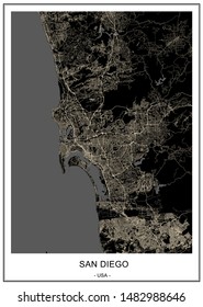 vector map of the city of San Diego, California, USA