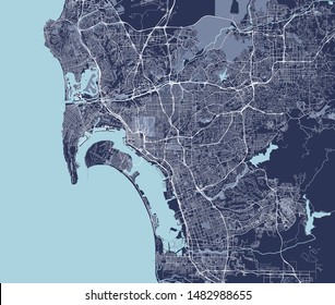 vector map of the city of San Diego, California, USA