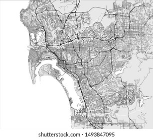 vector map of the city of San Diego, California, USA