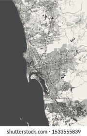 vector map of the city of San Diego, California, USA