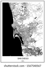 vector map of the city of San Diego, California, USA